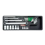 Toptul GAAT2302 set 23/1 sa E-gedorama, E-ključevima i kratkim L-Torx nastavcima za profesionalne servisne i mehaničarske radove na TORX i E-TORX spojevima.