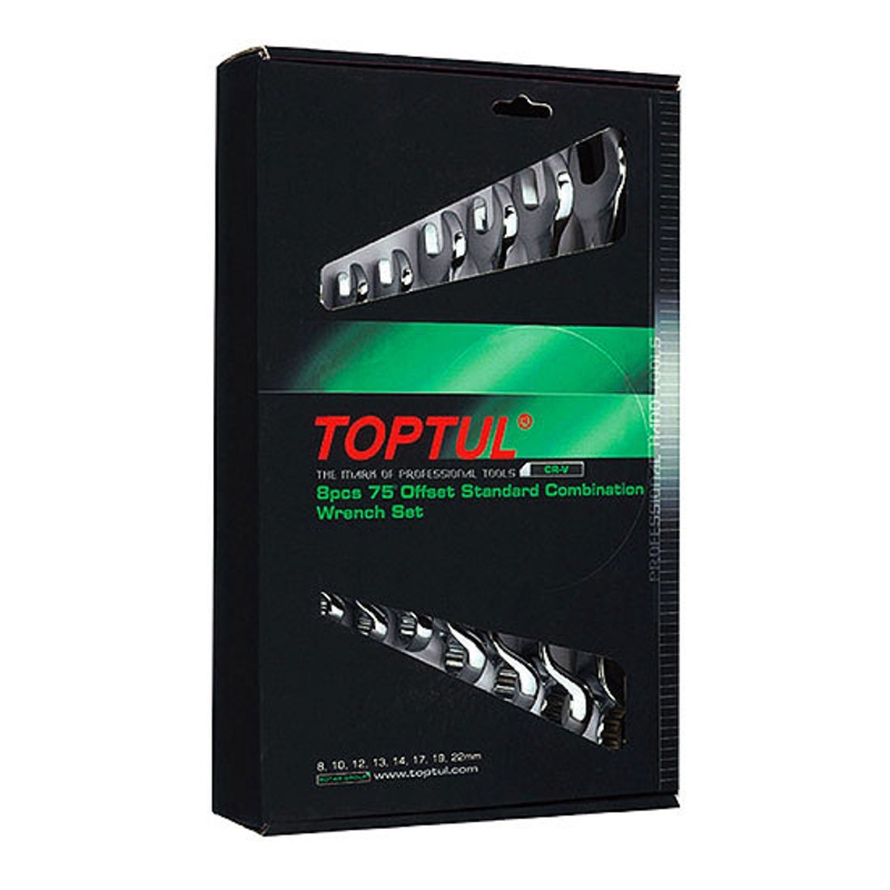 Toptul set okasto vilastih ključeva 75 stepeni GAAE0811 dimenzija 8 do 22 mm set od 8 komada
