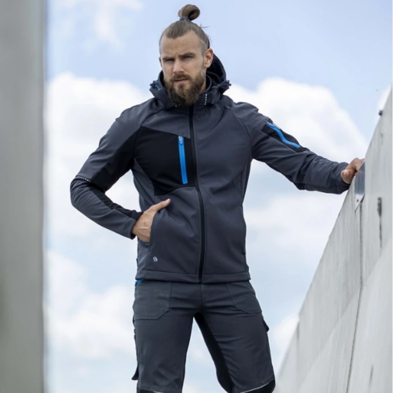 Ardon H6690/L softshell jakna tamno siva prikazana na osobi tokom rada i svakodnevne upotrebe.