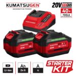 Kumatsugen KDC966 set punjač i baterije 2 x 6Ah 20V starter kit sa prikazom karakteristika