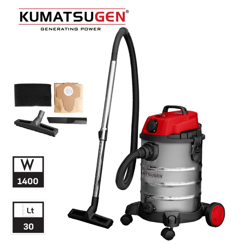 Kumatsugen KVC140 usisivač za mokro i suho usisavanje 1400W 30L sa prikazom karakteristika
