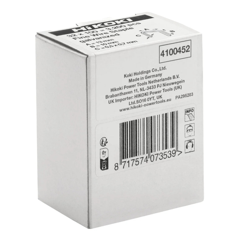 Hikoki 4100452 municija za klamericu N1812DA dimenzija 12,8x10x0,7 mm za precizno i pouzdano pričvršćivanje različitih materijala.