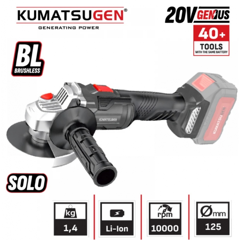 Kumatsugen KDC138 aku ugaona brusilica fi 125 solo 20V sa brushless motorom za rezanje i brušenje metala, kamena i drugih građevinskih materijala