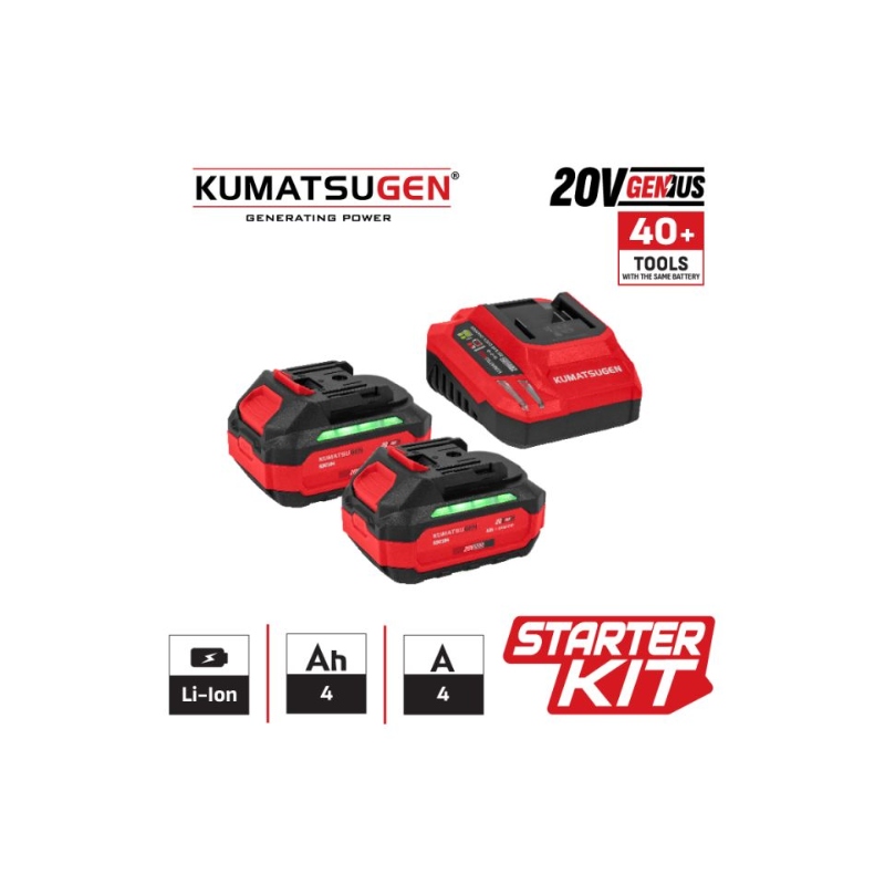 Drugi prikaz Kumatsugen KDC844 starter kita sa 4A punjačem i dvije 20V Li-Ion baterije kapaciteta 4Ah
