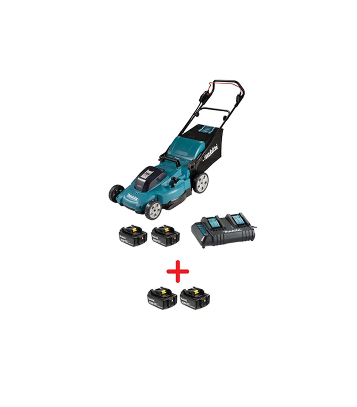 Makita – Akumulatorska kosilica DLM538CT2 18 + 18 V LXT SET 2x baterija 18 V 5.0 Ah i dupli punjač