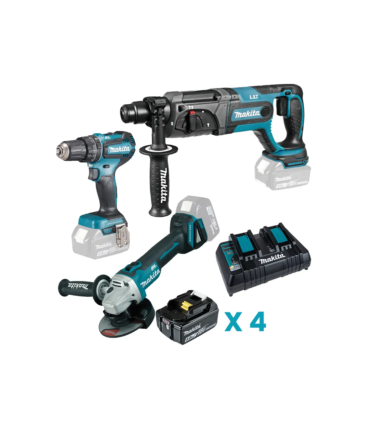 Makita – Akumulatorski set alata LXT DLXSET007 (DGA504, DHP485, DHR241)