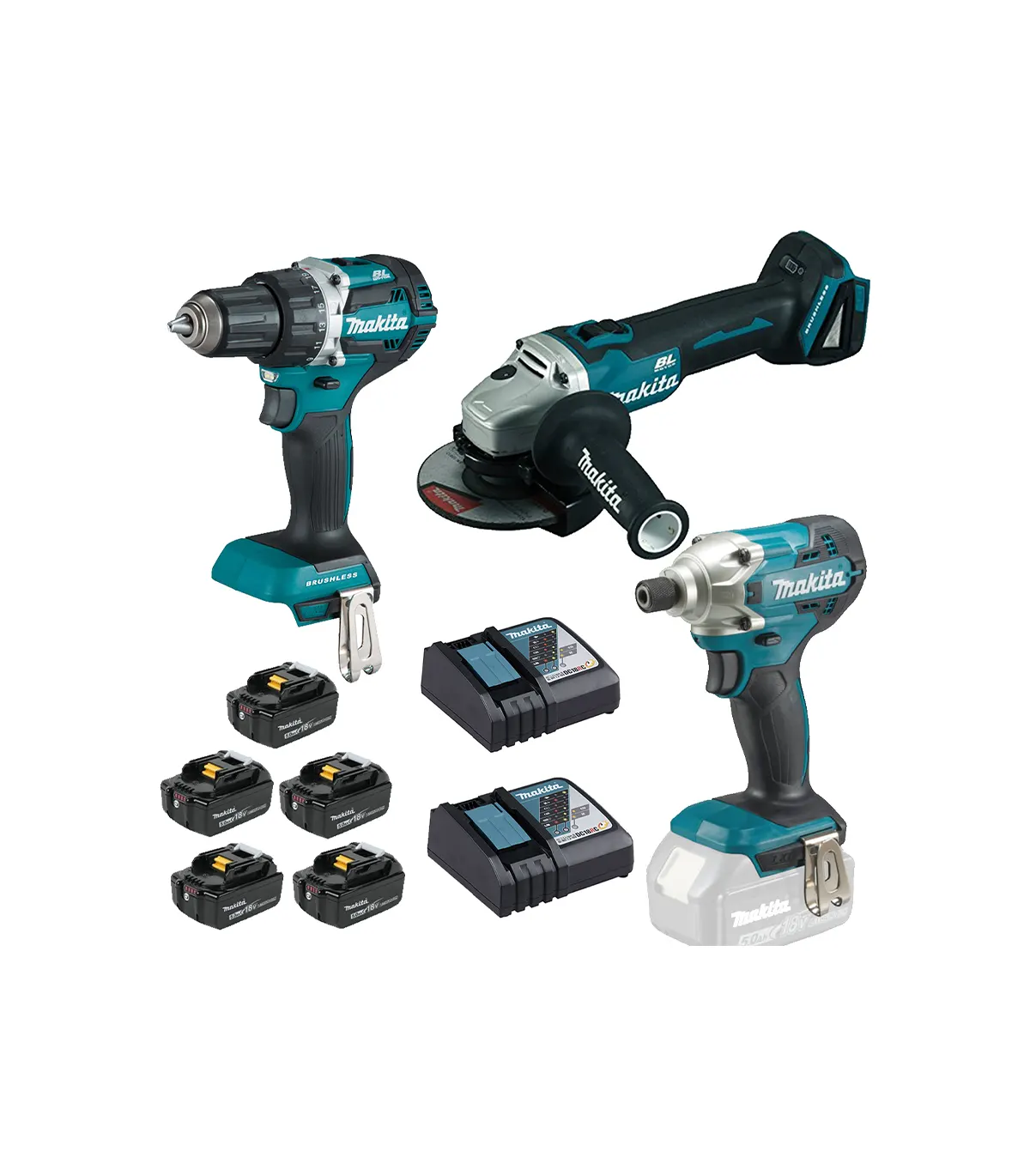Makita – Akumulatorski set alata LXT DLXSET008A (DGA504, DDF484, DTD156)