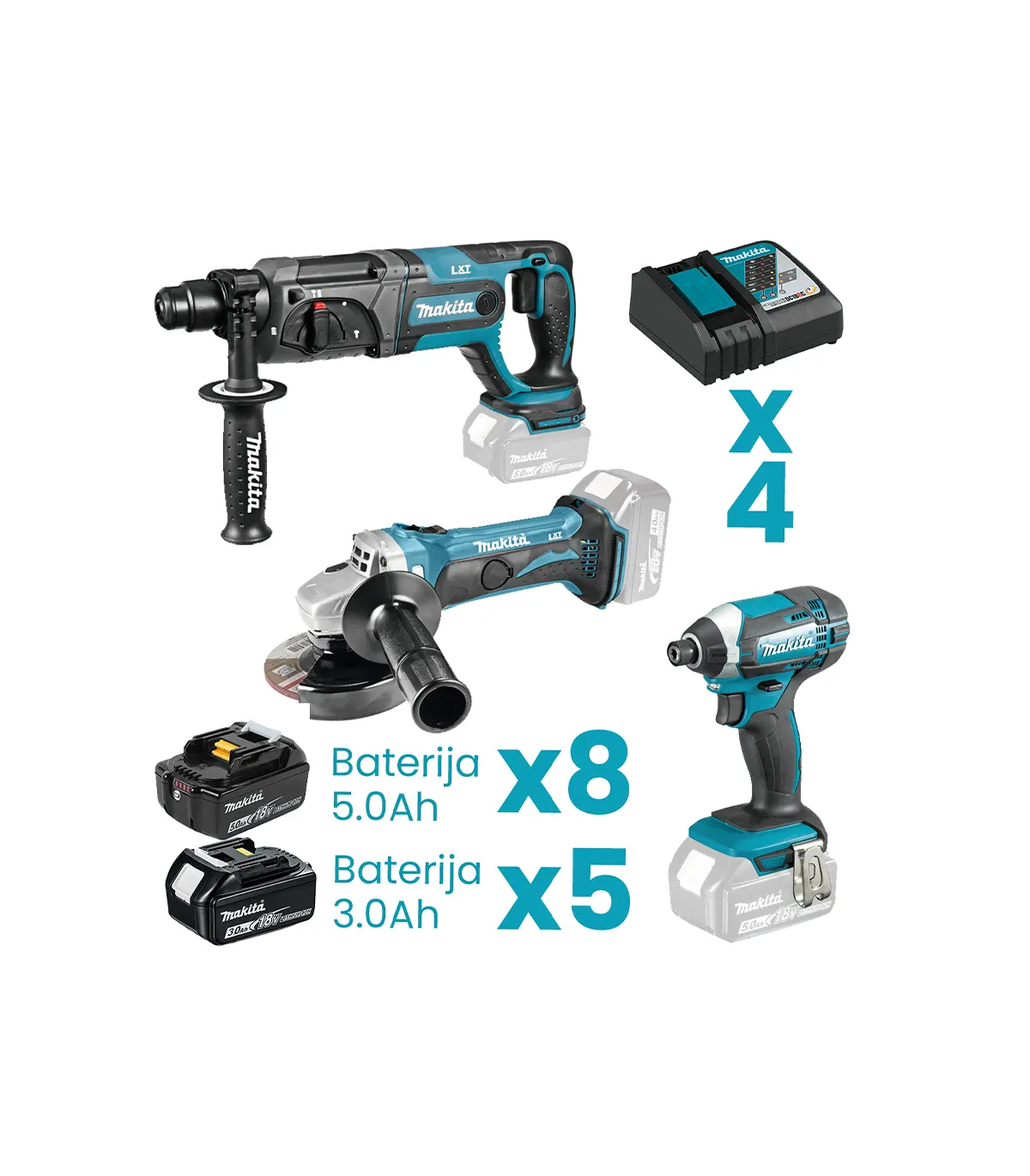 Makita – Akumulatorski set alata LXT DLXSET013A (DHR241, DGA452, DTD152)
