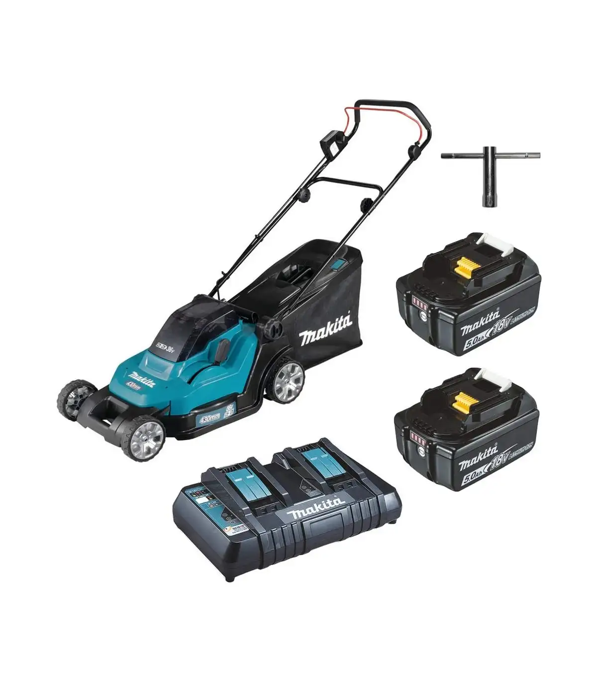 Makita – Akumulatorska kosilica 18+18V u setu sa 2 baterije 5.0 Ah i punjačem DLM432PT2