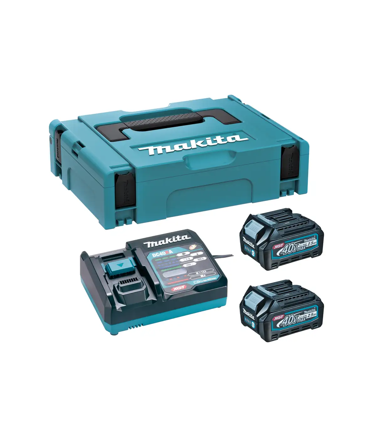 XGT Makita 40V – XGT baterijski set (2.5 Ah) DC40RA, BL4025x2, MAKPAC 1 191J81-6
