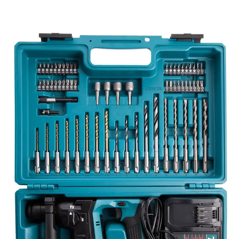 Makita – Akumulatorska bušilica čekić + SET PRIBORA SDS Plus HR166DWAE1
