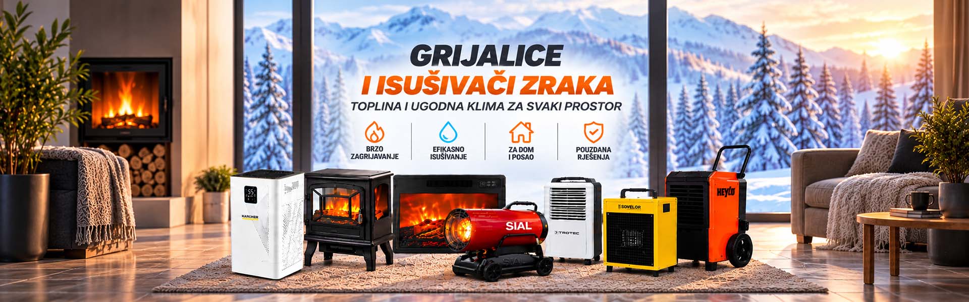 Grijalice i isušivači zraka za grijanje prostora, uklanjanje vlage i profesionalnu upotrebu