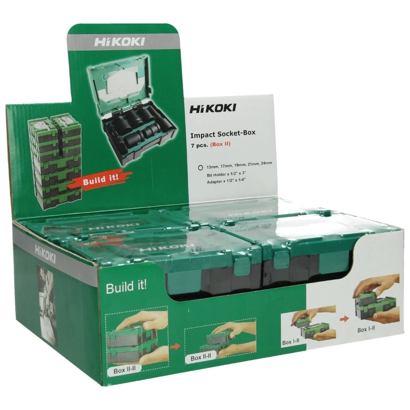 Hikoki set kovanih natikača 40030025 sa veličinama 13, 17, 19, 21 i 24 mm i dva prelaza - prikaz originalnog pakovanja